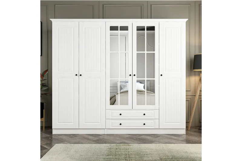 Vaatekaappi peilillä Cambrian, Valkoinen