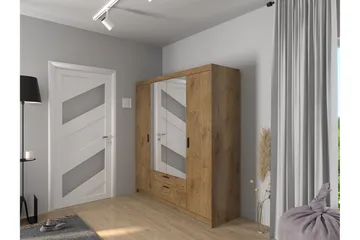 Vaatekaappi Peilillä Sveaborg 53x190x176,3 cm - Luonnonväri - Säilytys - Vaatesäilytys - Vaatekaappi