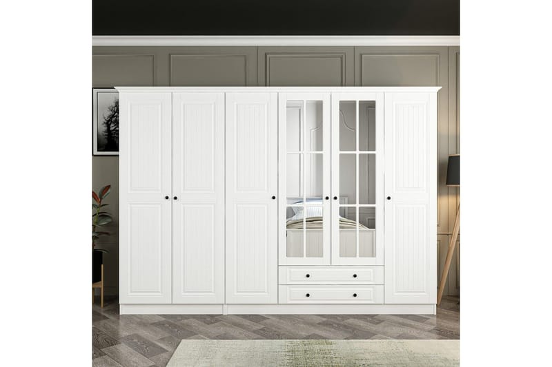 Vaatekaappi peilillä Cambrian, Valkoinen