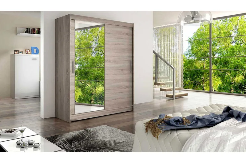 Vaatekaappi Presto liukuovet Peili - Tammi - Säilytys - Vaatesäilytys - Vaatekaappi