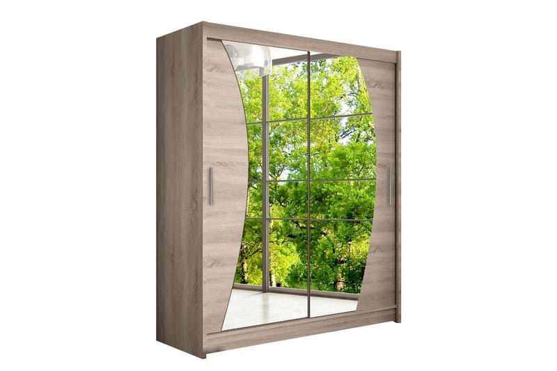 Vaatekaappi Presto 150 cm liukuovet Kaareva Peili, Tammi