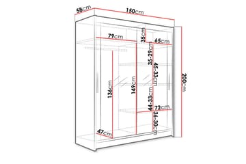Vaatekaappi Presto 150 cm liukuovet Peiliä - Tammi - Säilytys - Vaatesäilytys - Vaatekaappi