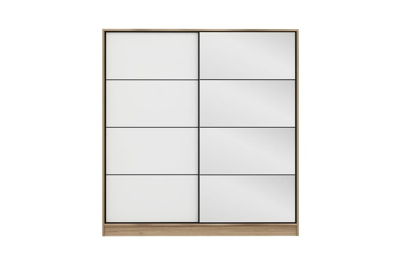 Vaatekaappi peilillä Cambrian - Valkoinen/Ruskea - Säilytys - Vaatesäilytys - Vaatekaappi