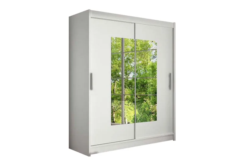 Vaatekaappi Presto liukuovet Kapea Neliskulmainen Peili - Valkoinen - Säilytys - Vaatesäilytys - Vaatekaappi