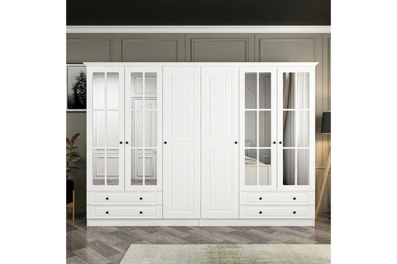 Vaatekaappi peilillä Cambrian, Valkoinen