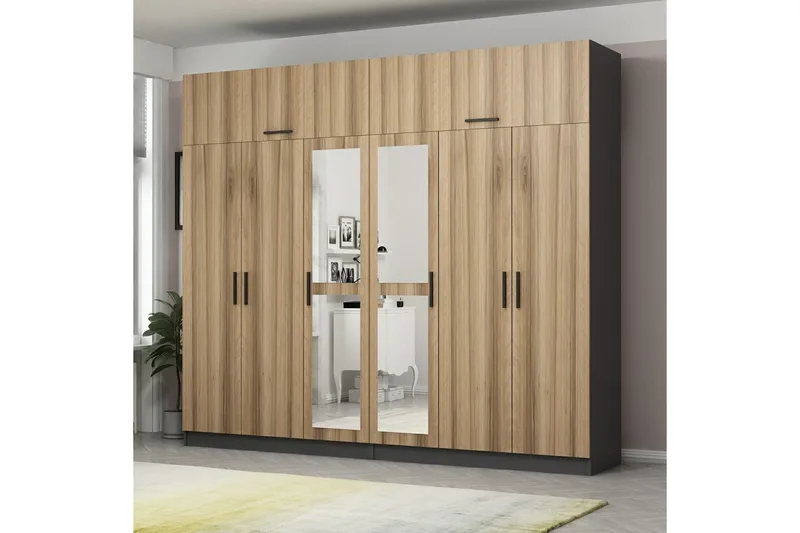 Vaatekaappi peilillä Cambrian, Ruskea/Harmaa