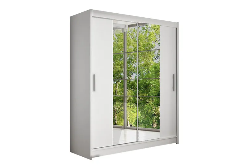 Vaatekaappi Presto liukuovet Kapea Peili, Valkoinen