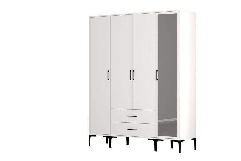 Vaatekaappi peilillä Kumsal - Valkoinen - Säilytys - Vaatesäilytys - Vaatekaappi