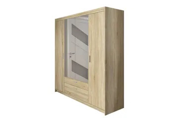 Vaatekaappi Peilillä Sveaborg 53x190x176,3 cm - Tammi - Säilytys - Vaatesäilytys - Vaatekaappi
