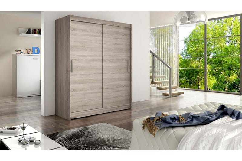 Vaatekaappi Presto 150 cm Liukuovet - Vaalea Tammi - Säilytys - Vaatesäilytys - Vaatekaappi