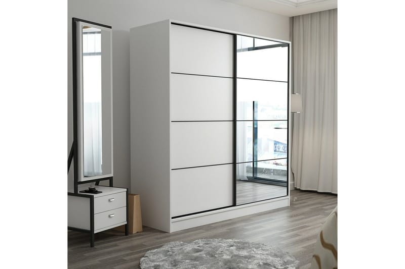 Vaatekaappi peilillä Cambrian - Valkoinen - Säilytys - Vaatesäilytys - Vaatekaappi