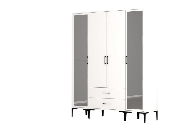 Vaatekaappi peilillä Kumsal - Valkoinen - Säilytys - Vaatesäilytys - Vaatekaappi