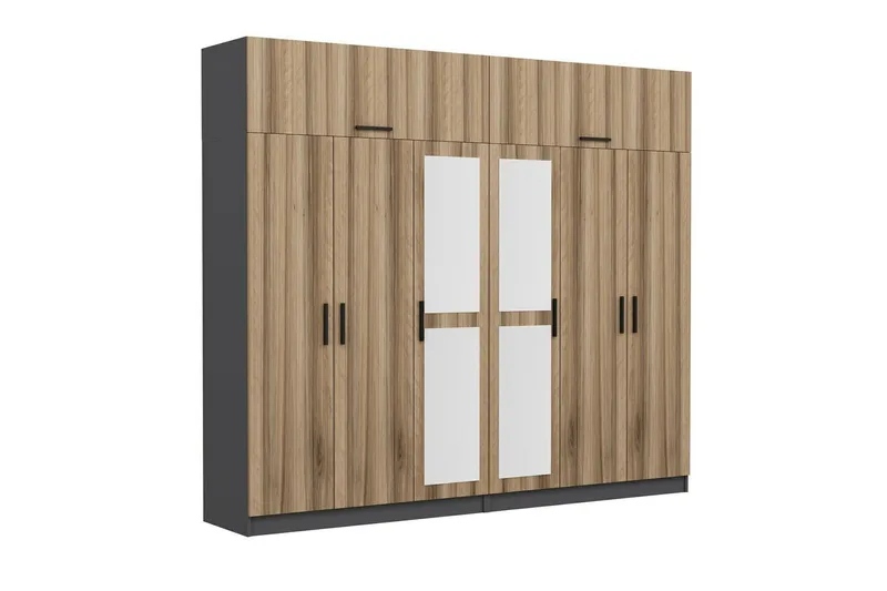 Vaatekaappi peilillä Cambrian - Ruskea/Harmaa - Säilytys - Vaatesäilytys - Vaatekaappi