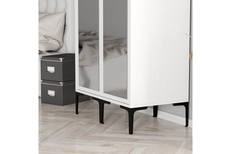 Vaatekaappi peilillä Kumsal - Valkoinen - Säilytys - Vaatesäilytys - Vaatekaappi