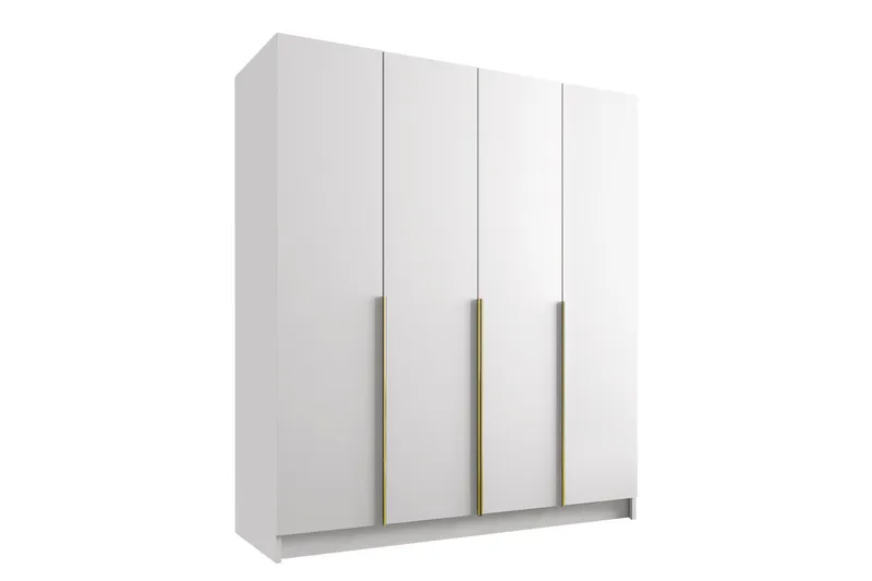 Vaatekaappi Vadstena 200 cm, Valkoinen/Kulta