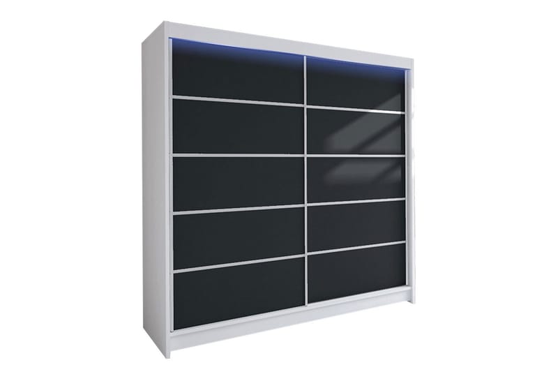 Vaatekaappi Wallinford 180x215 cm, Musta/Valkoinen