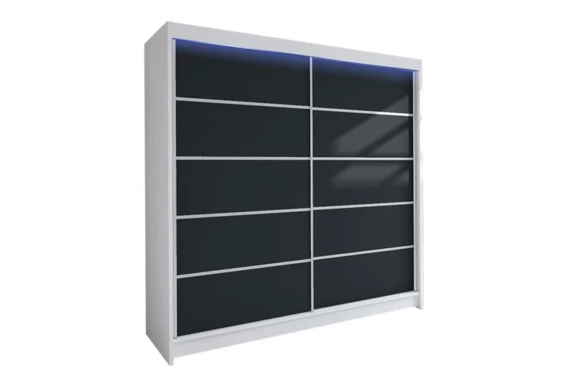 Vaatekaappi Wallinford 180x215 cm, Musta/Valkoinen