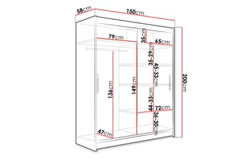 Vaatekaappi Westa 150x58x200 cm - Valkoinen - Säilytys - Vaatesäilytys - Vaatekaappi