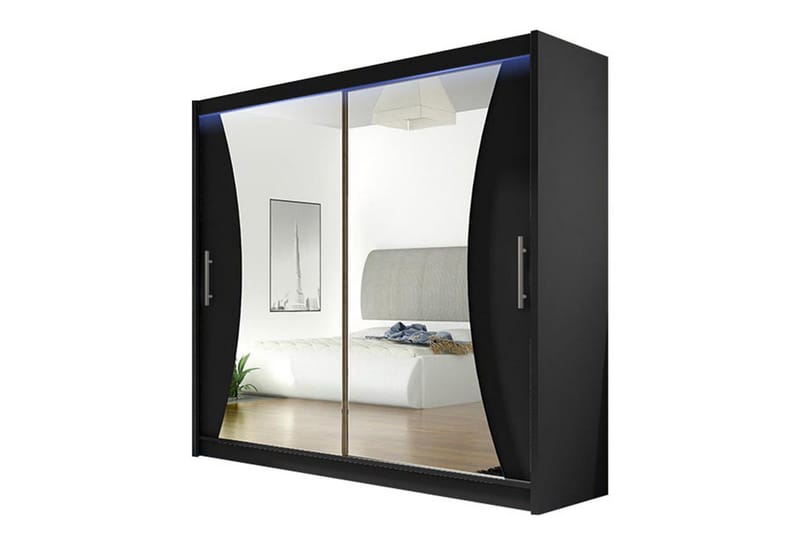Vaatekaappi peilillä Praha 180x215 cm, Musta