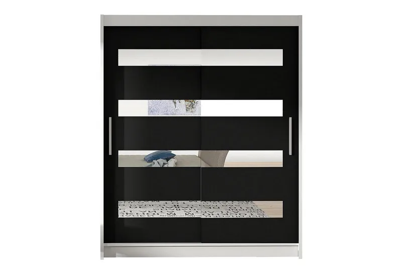 Vaatekaappi Presto 58x150 cm, Valkoinen/Musta