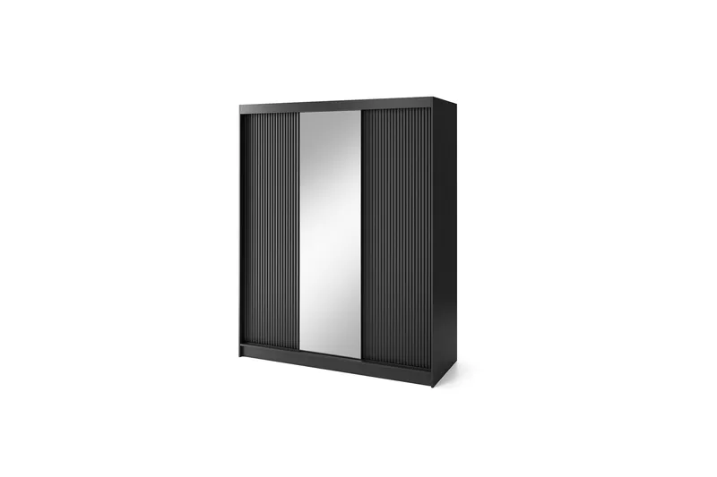 Vaatekaappi peilillä Prescco 120x220 cm, Musta
