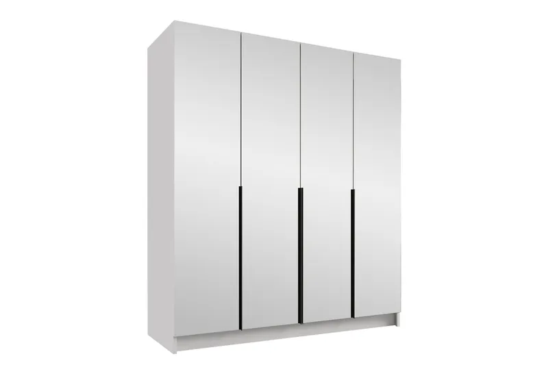 Vaatekaappi peilillä Vadstena 200 cm, Valkoinen/Musta