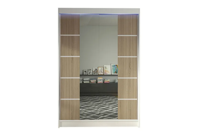 Vaatekaappi peilillä Ottery 120x200 cm, Ruskea/Valkoinen