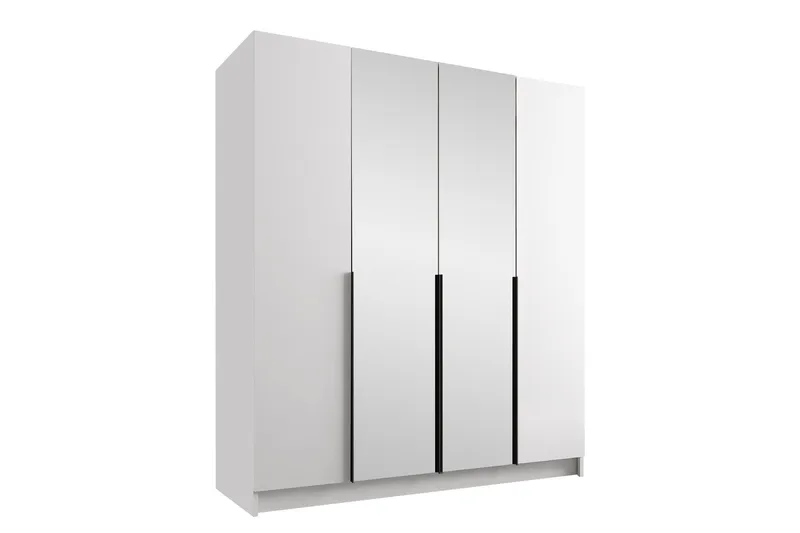 Vaatekaappi peilillä Vadstena 200 cm, Valkoinen/Musta