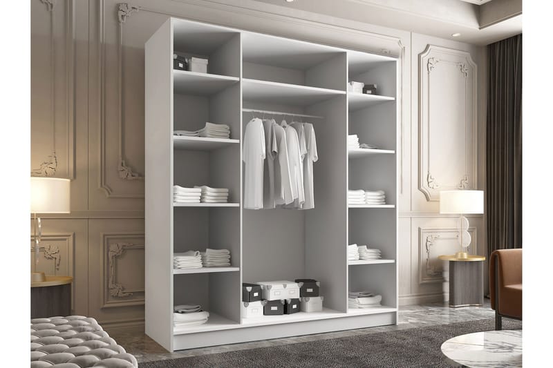 Vaatekaappi Peilillä Vadstena 200 cm - Kashmir/Musta - Säilytys - Vaatesäilytys - Vaatekaappi