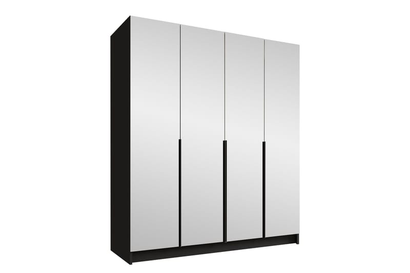 Vaatekaappi peilillä Vadstena 200 cm, Musta