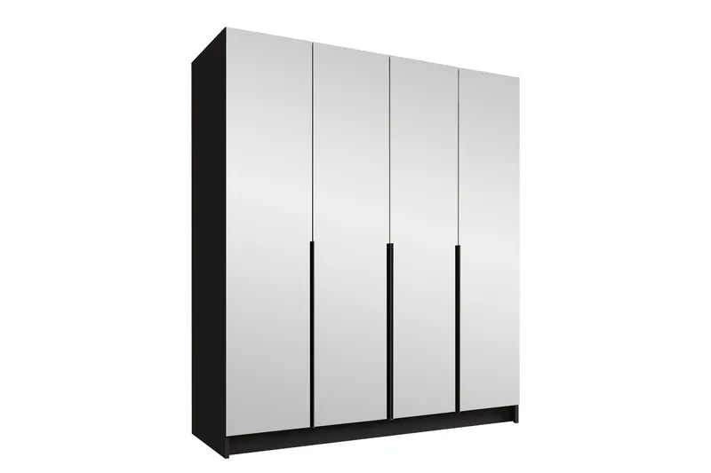 Vaatekaappi peilillä Vadstena 200 cm, Musta