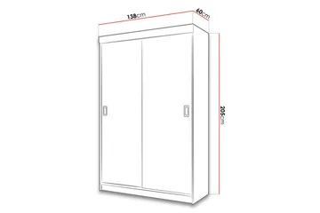 Vaatekaappi Peilillä Carraie LED-valaistus RGB - Valkoinen/Harmaa - Säilytys - Vaatesäilytys - Vaatekaappi