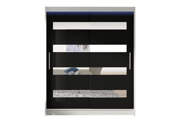 Vaatekaappi Presto 58x150 cm LED-valaistus - Valkoinen/Musta - Säilytys - Vaatesäilytys - Vaatekaappi