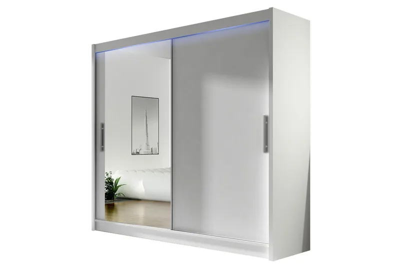 Vaatekaappi peilillä Praha 180x215 cm, Valkoinen