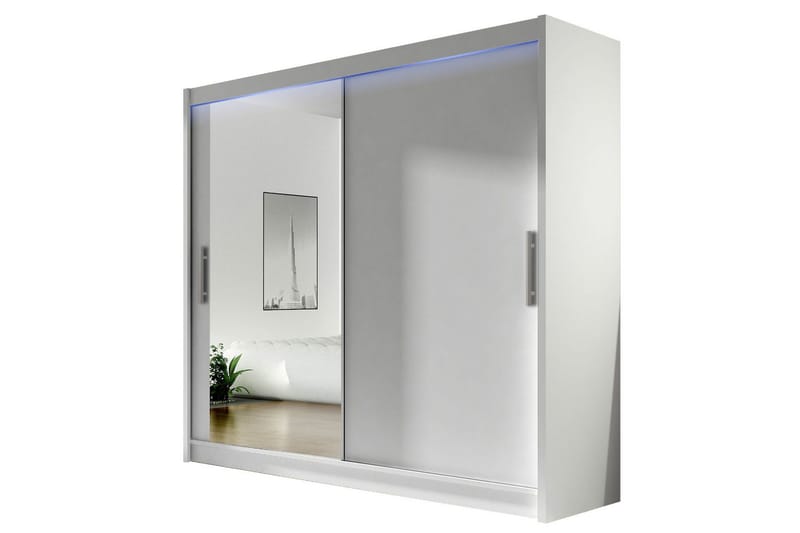 Vaatekaappi peilillä Praha 180x215 cm, Valkoinen
