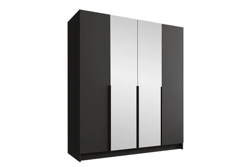 Vaatekaappi Peilillä Vadstena 200 cm, Musta