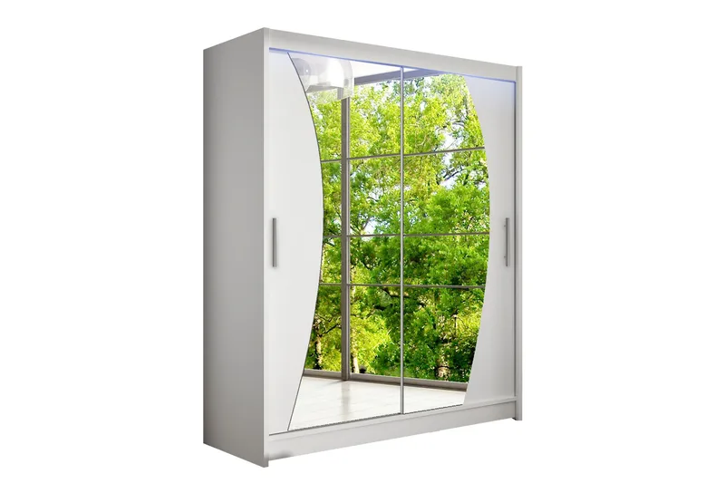 Vaatekaappi peilillä Maskbo 150x200 cm, Valkoinen