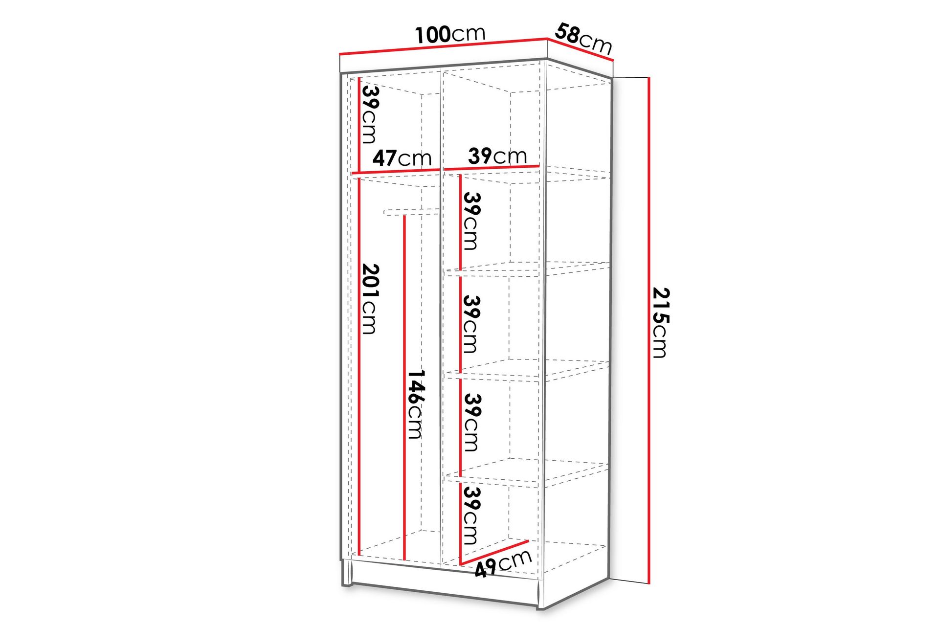 Vaatekaappi Peilillä Barriga 100 cm - Musta/Kulta - Säilytys - Vaatesäilytys - Vaatekaappi