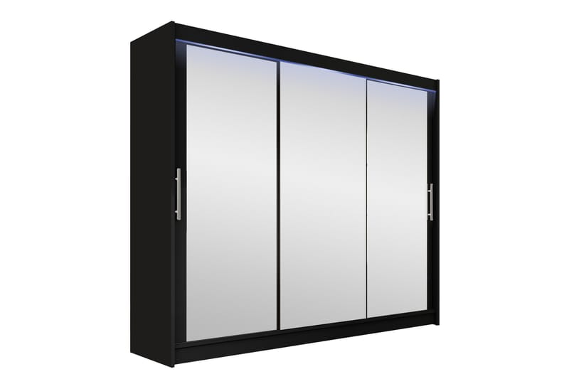 Vaatekaappi peilillä Sia 250x215 cm - Musta - Säilytys - Vaatesäilytys - Vaatekaappi