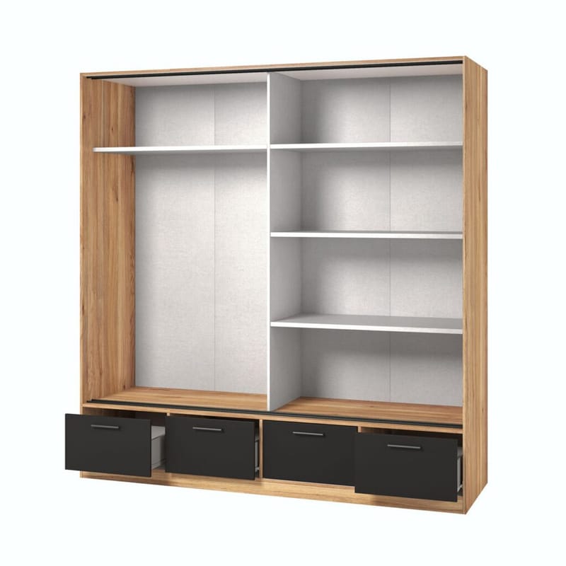 Vaatekaappi peilillä Beta 2 liukuovi ja 4 laatikkoa - Säilytys - Vaatesäilytys - Vaatekaappi