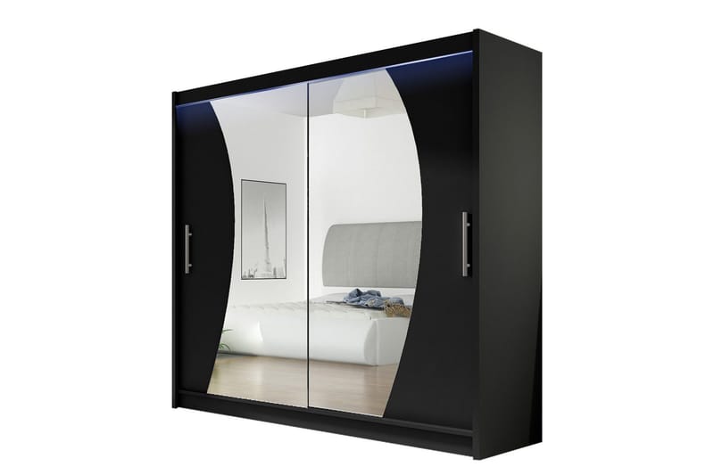 Vaatekaappi peilillä Praha 180x215 cm, Musta