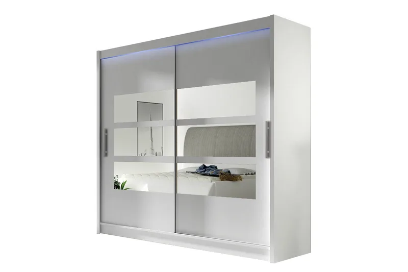 Vaatekaappi peilillä Praha 180x215 cm, Valkoinen