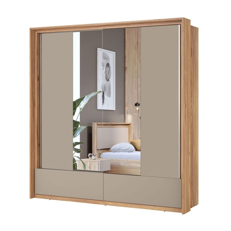 Vaatekaappi peilillä Impressio 2 liukuovea ja 2 laatikkoa - 209 cm - Säilytys - Vaatesäilytys - Vaatekaappi