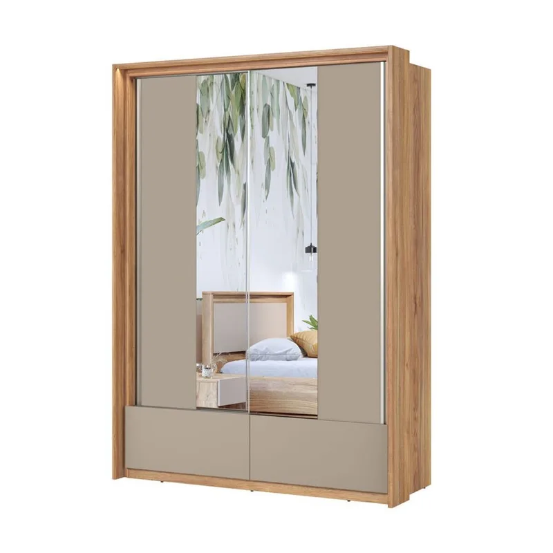 Vaatekaappi peilillä Impressio 2 liukuovea ja 2 laatikkoa - 159 cm - Säilytys - Vaatesäilytys - Vaatekaappi