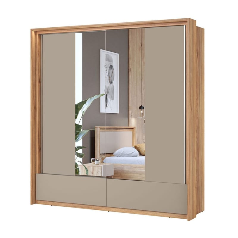 Vaatekaappi peilillä Impressio 2 liukuovea ja 2 laatikkoa - 209 cm - Säilytys - Vaatesäilytys - Vaatekaappi