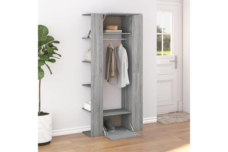 beBasic Eteisen kaappi harmaa Sonoma 97,5x37x99 cm tekninen puu - Harmaa - Säilytys - Vaatesäilytys - Vaatenaulakko