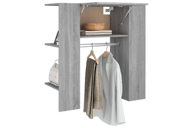 beBasic Eteisen kaappi harmaa Sonoma 97,5x37x99 cm tekninen puu - Harmaa - Säilytys - Vaatesäilytys - Vaatenaulakko