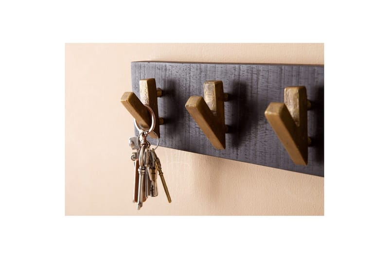 Eteinen Wohnling Seinään kiinnitettävä naulakko, 6 kultaista metallikoukkua, elegantti mustakulta - Säilytys - Vaatesäilytys - Vaatenaulakko - Koukkunaulakot