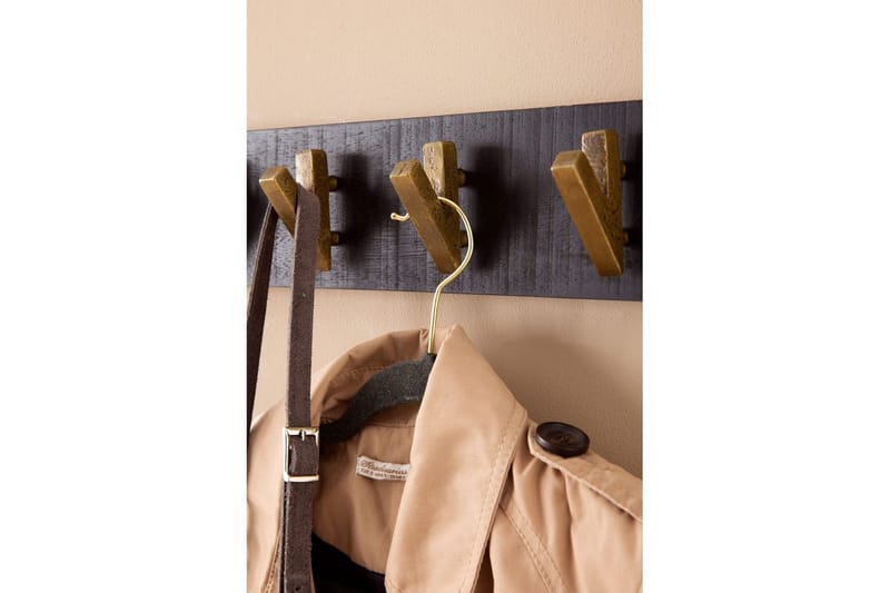 Eteinen Wohnling Seinään kiinnitettävä naulakko, 6 kultaista metallikoukkua, elegantti mustakulta - Säilytys - Vaatesäilytys - Vaatenaulakko - Koukkunaulakot