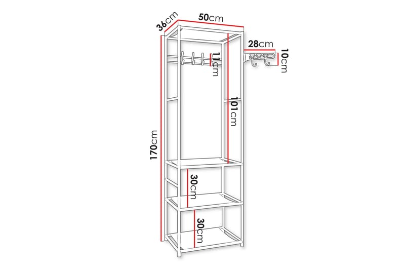 Harison Naulakko 50 cm - Musta - Säilytys - Vaatesäilytys - Vaatenaulakko - Koukkunaulakot